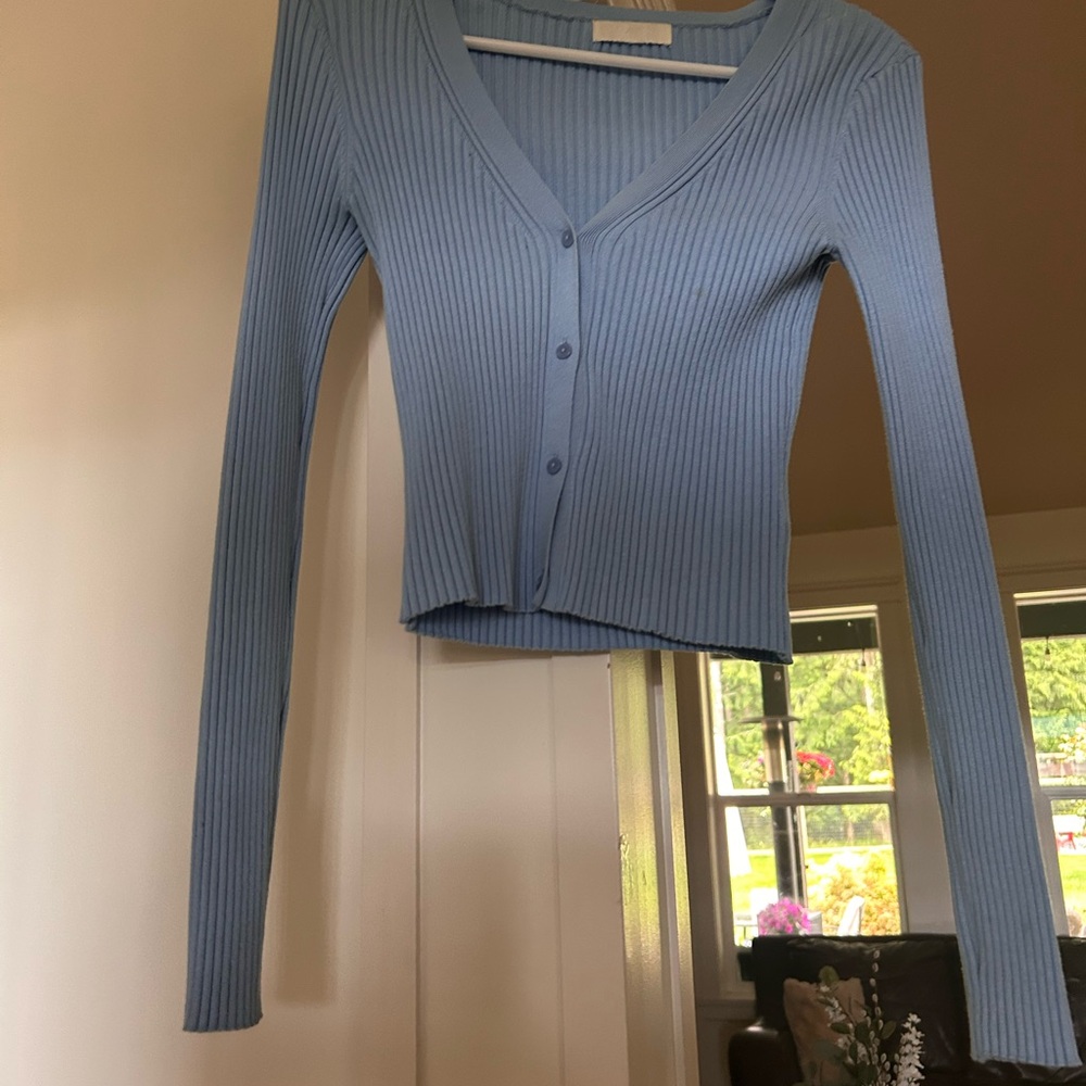H&M - Light Blue Ribbed Cardigan - Picture 5 of 6